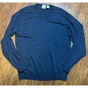 Field Gear FG Men’s Sweater Large Merino Wool Navy Blue Long Sleeve